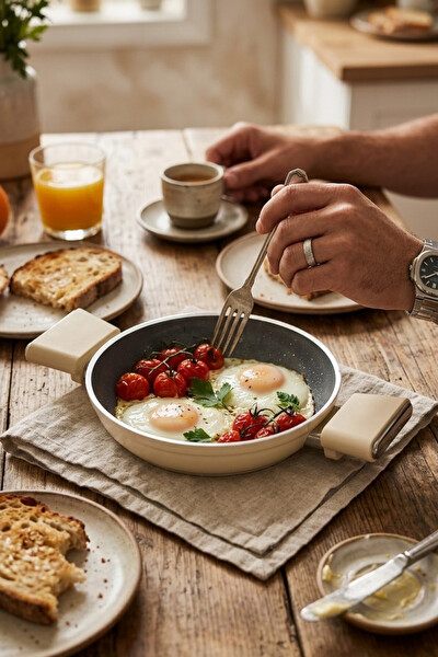 Cooker Cliff 20 CM Seramik Kaplama Krem Sahan CKR4640