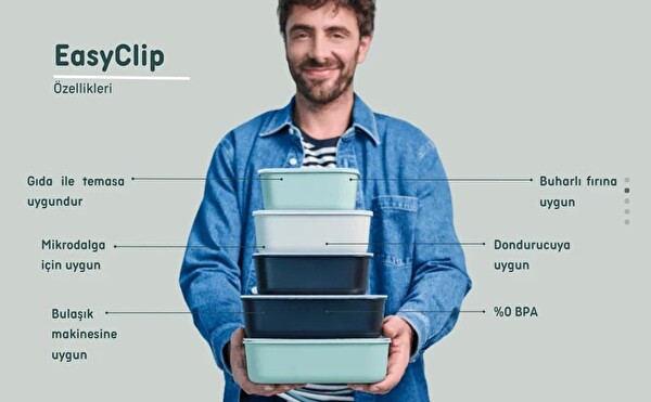 Mepal EasyClip Dikdörtgen Saklama Kabı 450 ml Yeşil