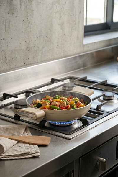 Cooker Cliff 22 CM Seramik Kaplama Sahan Krem CKR4641