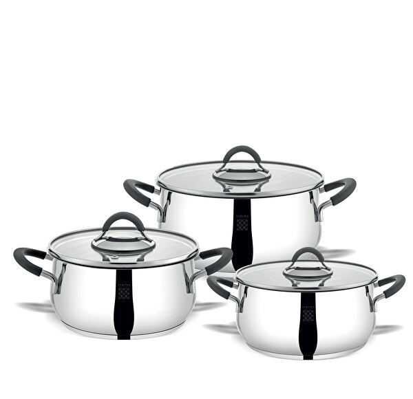 Serenk Modernist 6 Parça 18-10 Paslanmaz Çelik 18-22-26 CM Çelik Tencere Seti