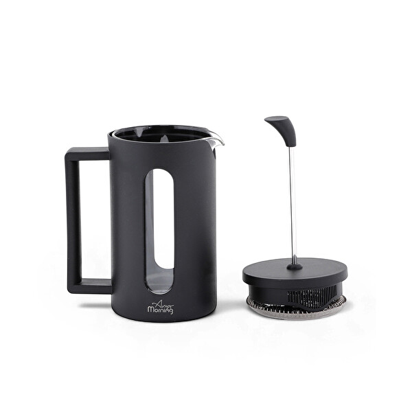 Any Morning FF002 600 ML Darbeye Dayanıklı Cam 304 Paslanmaz Çelik Filtreli French Press