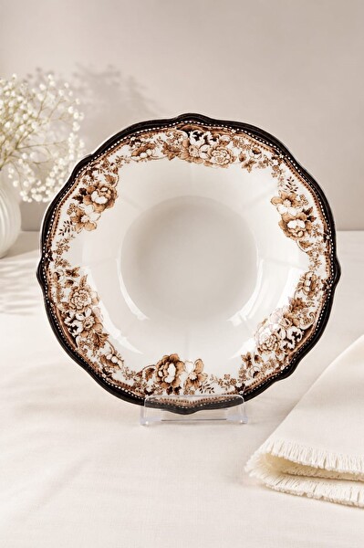 Porser Porselen Velour Brown Fulya Bowl Kase 26 CM Tekli