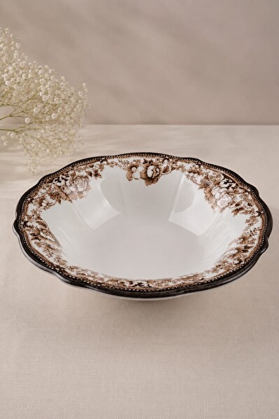 Porser Porselen Velour Brown Fulya Bowl Kase 26 CM Tekli