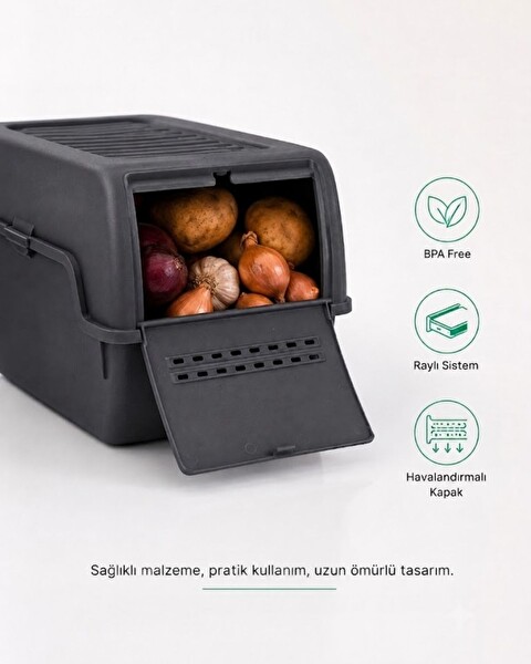 Jet's Home BPA Free8 L Havalandırmalı Antrasit Mini Patates Soğan Sepeti