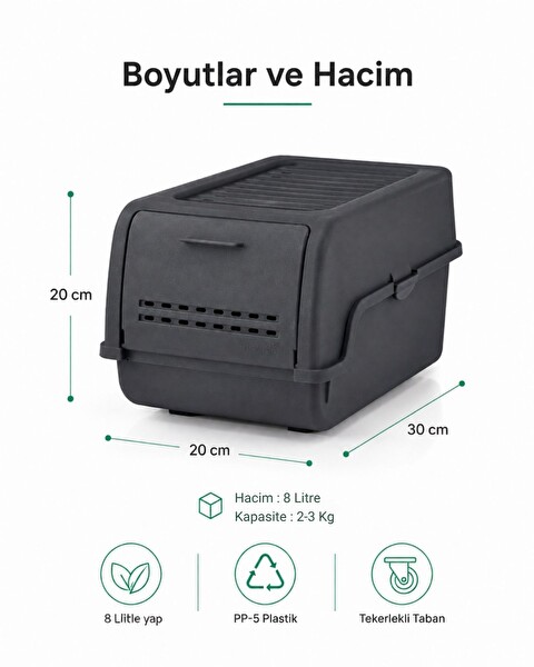 Jet's Home BPA Free8 L Havalandırmalı Antrasit Mini Patates Soğan Sepeti