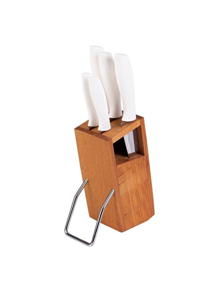 Cooker CKR2830 6 Parça Ahşap Standlı Bıçak Seti Beyaz