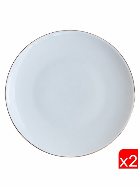 Tabak Evi Porselen Chic Altın Yaldızlı Servis Tabağı 24.50 CM 2'li