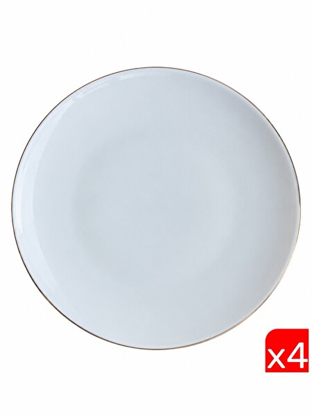 Tabak Evi Porselen Chic Altın Yaldızlı Servis Tabağı 24.50 CM 4'lü