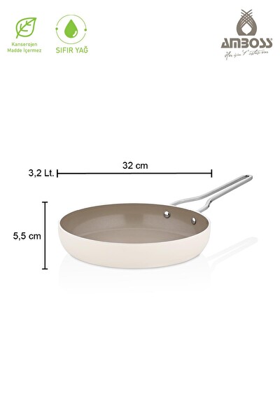 Amboss Sera Nova Doğal Seramik Tava 32 CM 3.2 Litre Latte