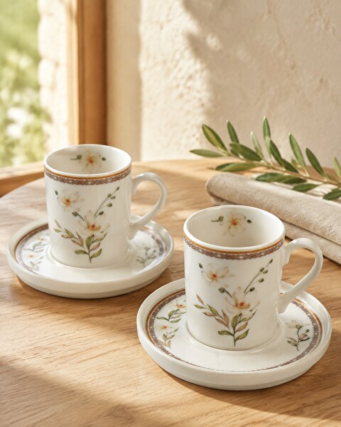 Tabak Evi Porselen Neva Kahve Fincan Takımı 90 CC 4 Parça 2 Kişilik