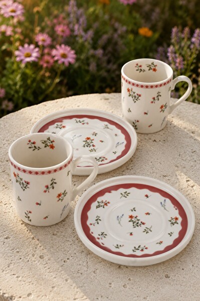 Tabak Evi Porselen Petite Kahve Fincan Takımı 90 CC 4 Parça 2 Kişilik