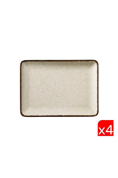 Kütahya Porselen Moderna Dikdörtgen Sunum Tabağı Tarçın 23x17 CM 4'lü