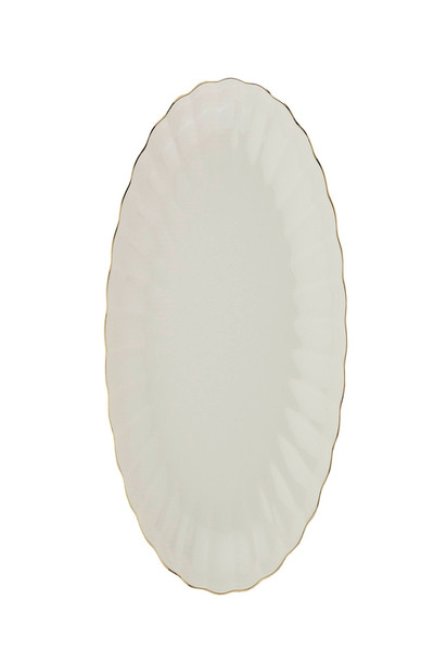 Kütahya Porselen Bone Luz Altın File Kayık Tabak 24x17 CM Tekli BNLZF24KY20