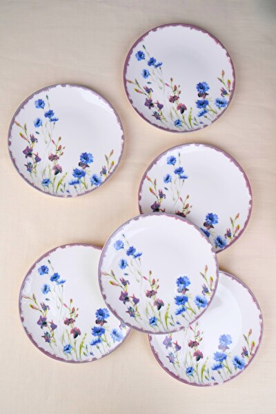 Tabak Evi Porselen Morden Pasta Tabağı Seti 19.50 CM 6 Kişilik 6 Parça