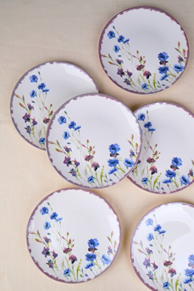 Tabak Evi Porselen Morden Pasta Tabağı Seti 19.50 CM 6 Kişilik 6 Parça