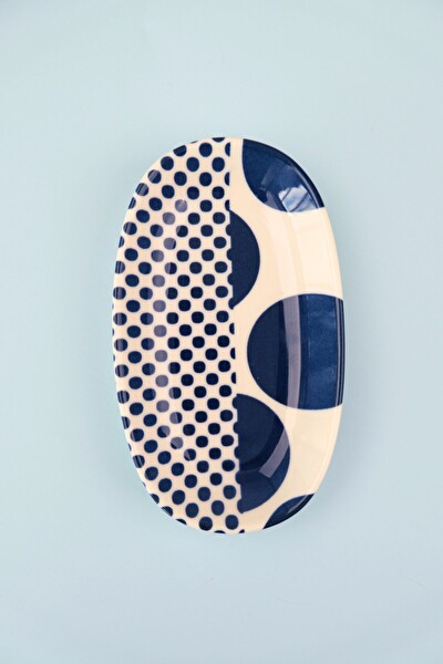 Tabak Evi Porselen Spotty Oval Kayık Tabak 15x8.5x2 CM Tekli