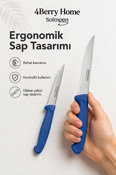 Solingen 2’li Paslanmaz Çelik Mutfak Bıçağı Seti - Et Meyve ve Sebze Bıçağı Mavi