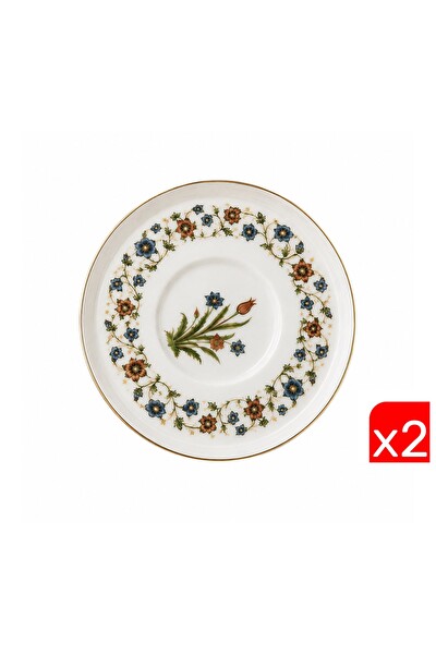 Tabak Evi Porselen Lalezar Altın Yaldızlı 12 CM Taban Çapı 5 CM 2'li Çay Tabağı