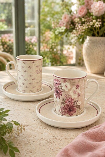 Tabak Evi Porselen Blossom Kahve Fincan Takımı 80 CC 4 Parça 2 Kişilik