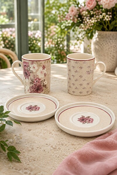 Tabak Evi Porselen Blossom Kahve Fincan Takımı 80 CC 4 Parça 2 Kişilik