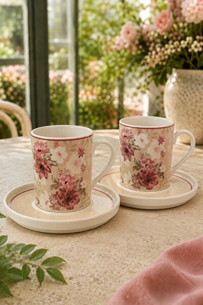 Tabak Evi Porselen Blossom Kahve Fincan Takımı 80 CC 4 Parça 2 Kişilik