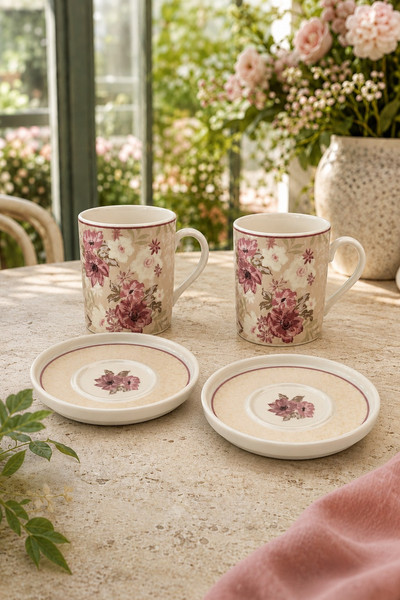 Tabak Evi Porselen Blossom Kahve Fincan Takımı 80 CC 4 Parça 2 Kişilik