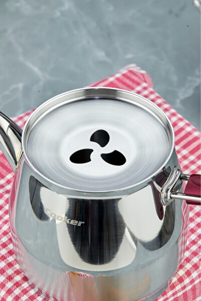 Cooker Everest 18/10 Paslanmaz Çelik Jumbo Boy Çaydanlık 2 L Demlik 3.25 L Alt Hazne