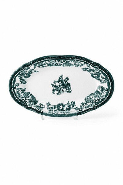 Porser Porselen Velour Yeşil Fulya Kayık Tabak Seti 32 CM Tekli