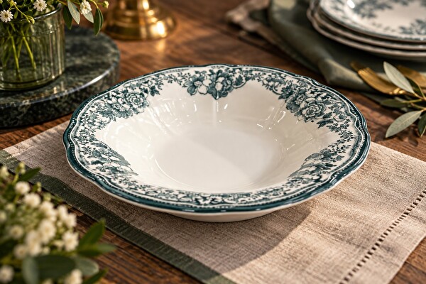 Porser Porselen Velour Yeşil Fulya Bowl Kase 26 CM Tekli