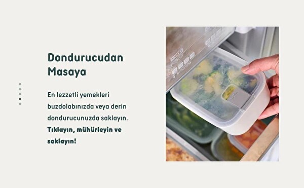Mepal Easy Clip Dikdörtgen Saklama Kabı 1500 ML Yeşil