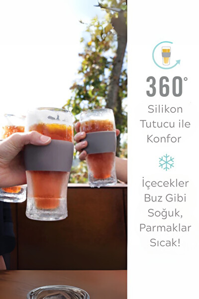 Mithra Life MIT1345 Çift Cidarlı 470 ML Dondurulabilir Soğuk İçim Meşrubat Bira Kokteyl Buzluk Bardak