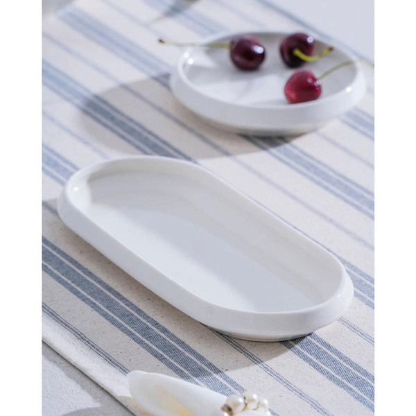 Acar JEA-07406 Rumi 23 CM Porselen Oval Kayık Sunum Tabak 6 Adet