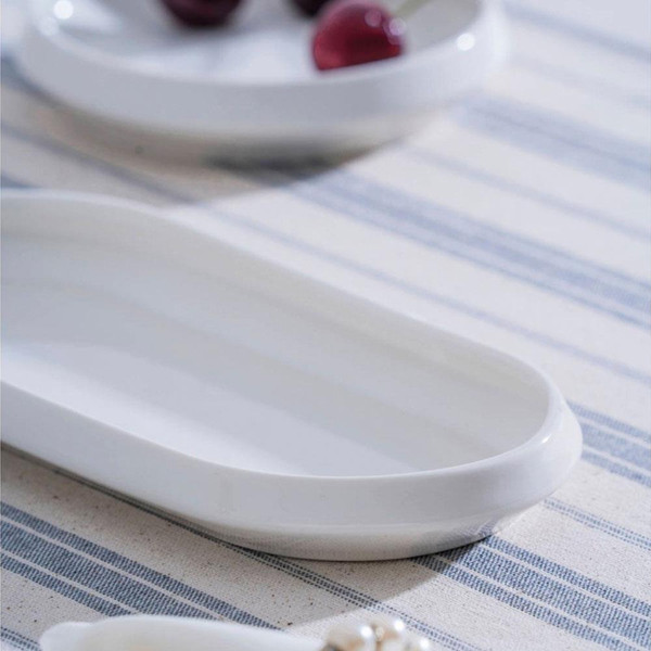 Acar JEA-07406 Rumi 23 CM Porselen Oval Kayık Sunum Tabak 6 Adet