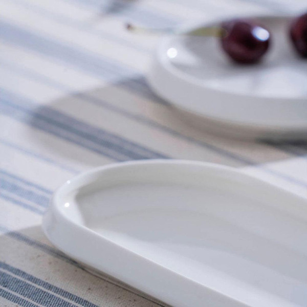 Acar JEA-07406 Rumi 23 CM Porselen Oval Kayık Sunum Tabak 6 Adet