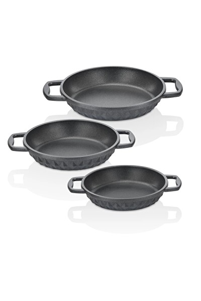 Taç Bella 3'lü Granit Döküm Sahan Seti 18 - 20 - 22 CM