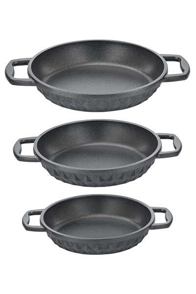 Taç Bella 3'lü Granit Döküm Sahan Seti 18 - 20 - 22 CM