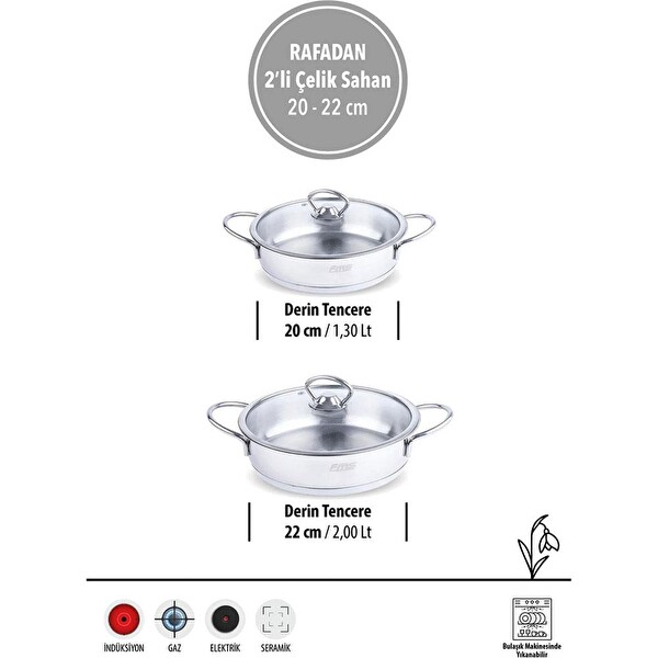 Fms Rafadan 20 - 22 CM 2'li Çelik Sahan Seti 5029