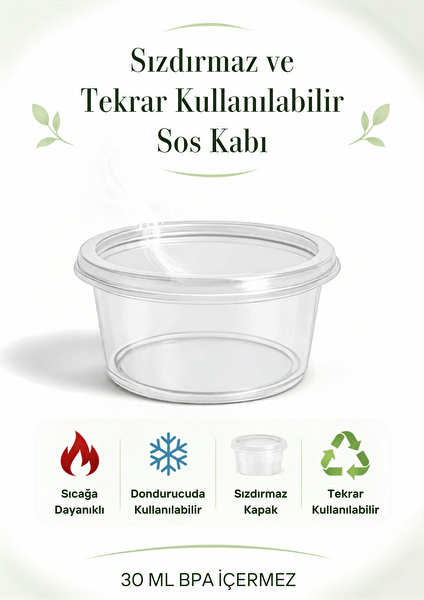 Mithra Life MIT1361 30 ML Sızdırmaz Mini Saklama Kabı Sosluk Buzluk Kabı 50 Adet