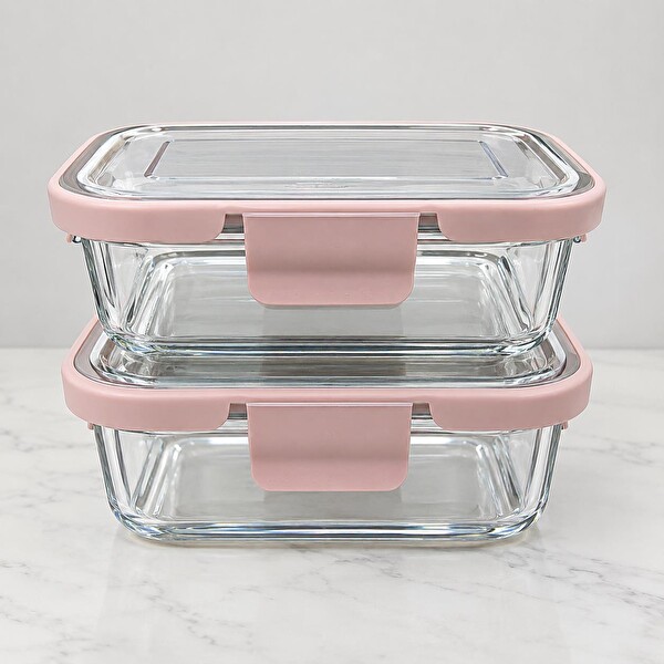 Cooker CKR3487 Pembe 2 Adet Cam Saklama Kabı 640 ML