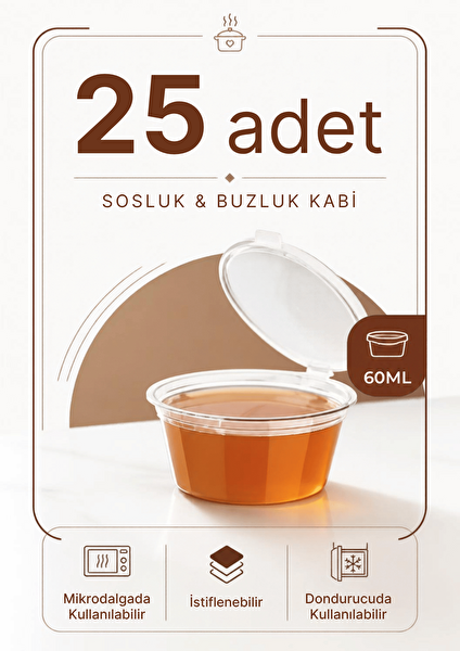 Mithra Life 60 ML Sızdırmaz Mini Saklama Kabı Sosluk Buzluk Kabı 25 Adet MIT1364