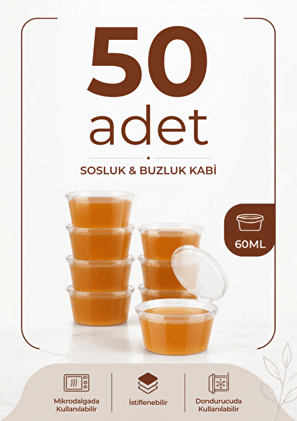 Mithra Life 60 ML Sızdırmaz Mini Saklama Kabı Sosluk Buzluk Kabı 50 Adet MIT1365