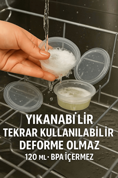Mithra Life MIT1368 120 ML Sızdırmaz Mini Saklama Kabı Sosluk Buzluk Kabı - 25 Adet