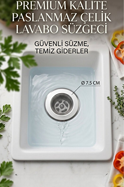 Mithra Life Küçük Boy Paslanmaz Çelik Lavabo Süzgeci 7.5 CM MIT1371