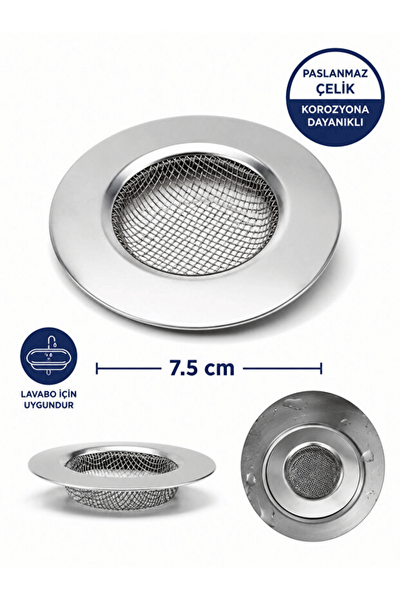 Mithra Life Küçük Boy Paslanmaz Çelik Lavabo Süzgeci 7.5 CM 2 Adet MIT1372