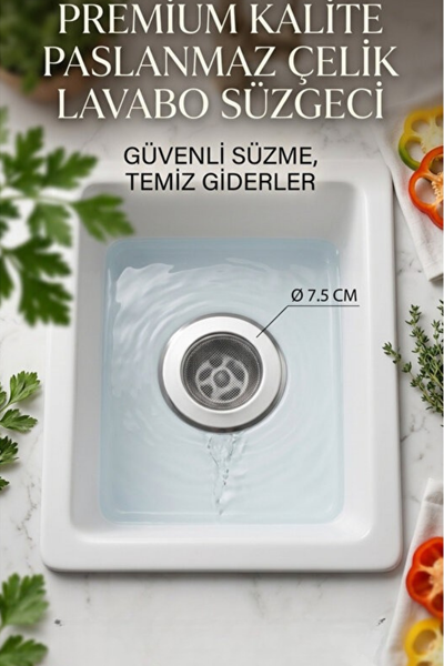 Mithra Life Küçük Boy Paslanmaz Çelik Lavabo Süzgeci 7.5 CM 2 Adet MIT1372
