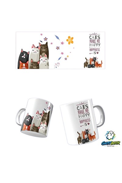 Ghostbastır Design Kedili Kupa Bardak - 1 Adet K0585