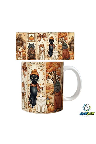 Ghostbastır Design Kedili Kupa Bardak - 1 Adet K0586