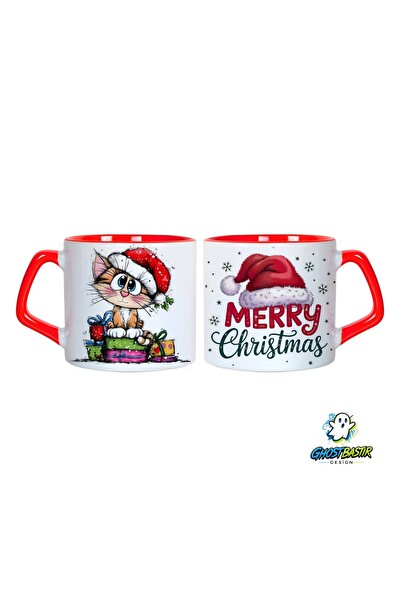 Ghostbastır Design Kedilli Noel | Yılbaşı Kupa Bardak - 1 Adet 1015