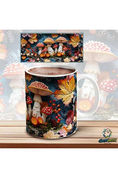 Ghostbastır Design Mantarlı Kupa Bardak - 1 Adet K0602