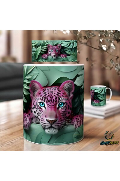 Ghostbastır Design Pembe Leopar Kupa Bardak - 1 Adet K0658